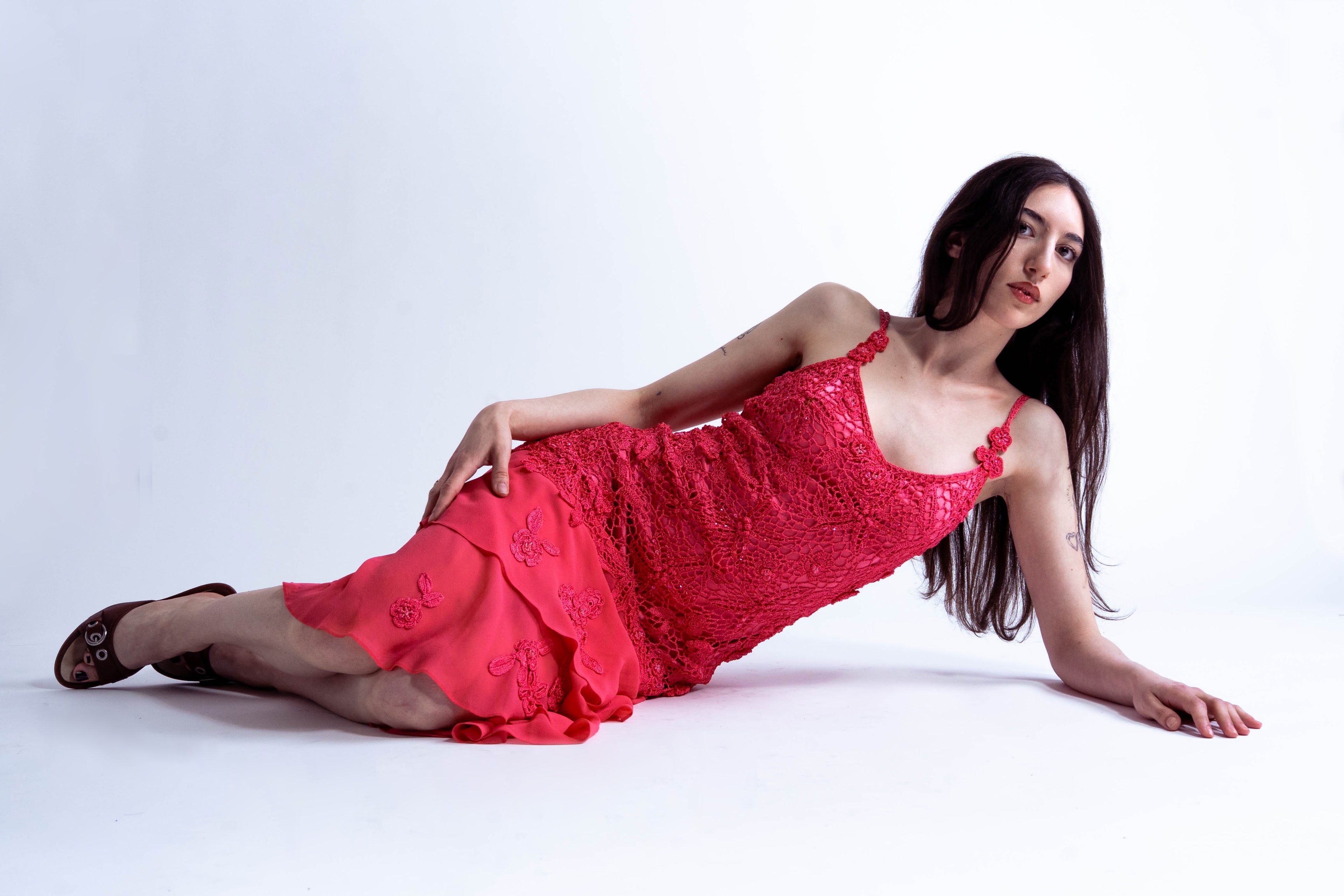 Sue Wong Pink Crochet Dress