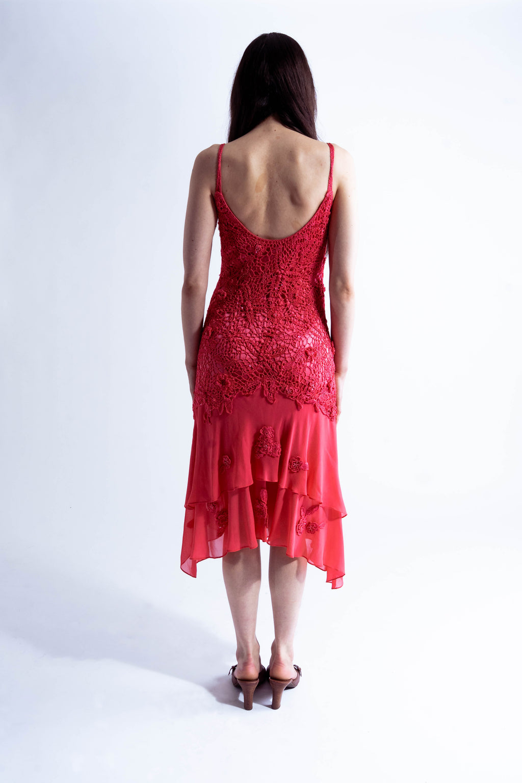 Sue Wong Pink Crochet Dress